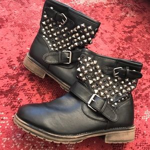 Silver studded combat boots